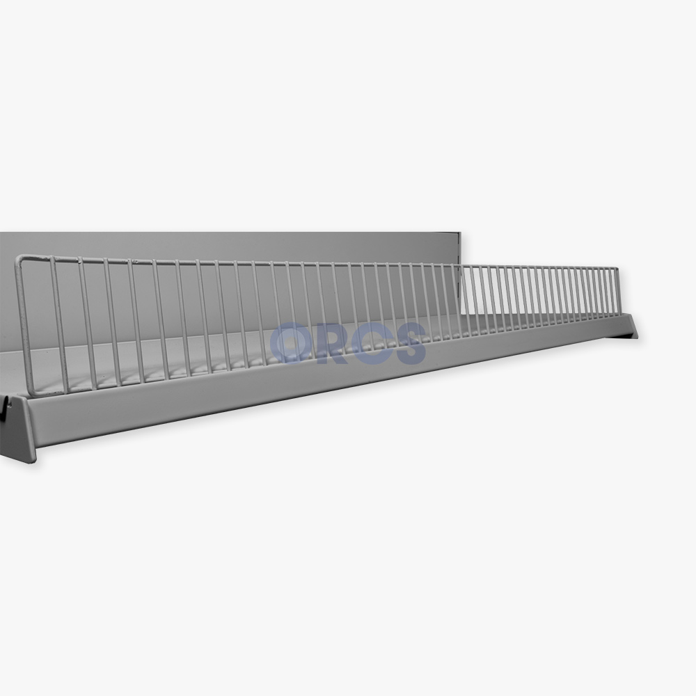 winkelinrichting-product-legbord-metalen-draadwerk-voorrand-hoog-9006 Metalen draadwerk verdeellijst 70mm - RAL9006 - Afbeelding 1